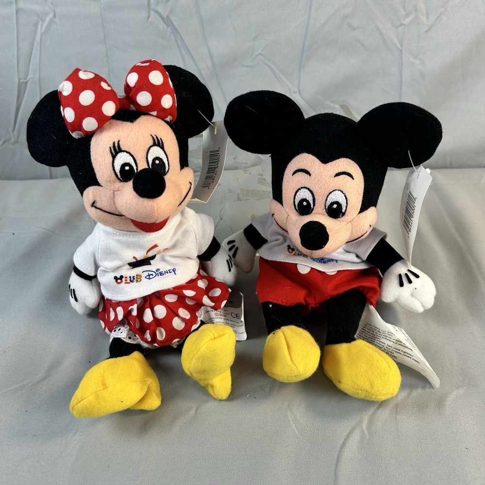 Disney Club Mickey Minnie Plush Pair 8-9" Wizard Shirt Tags